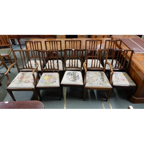 56 - A set of ten Victorian mahogany dining chairs consisting eight regular and two carvers (10)