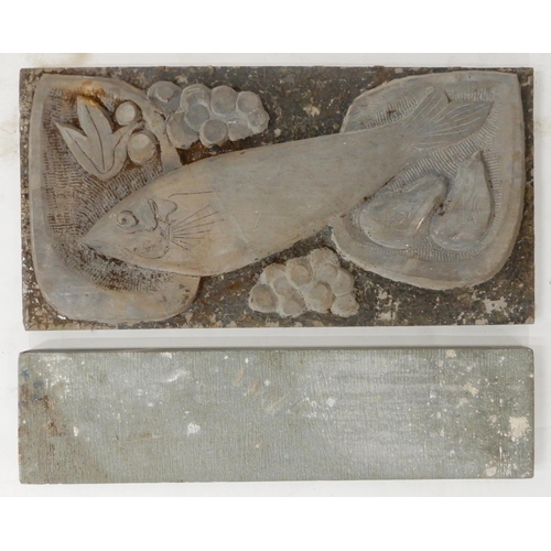 57 - A contemporary stoneware plaque inscribed 