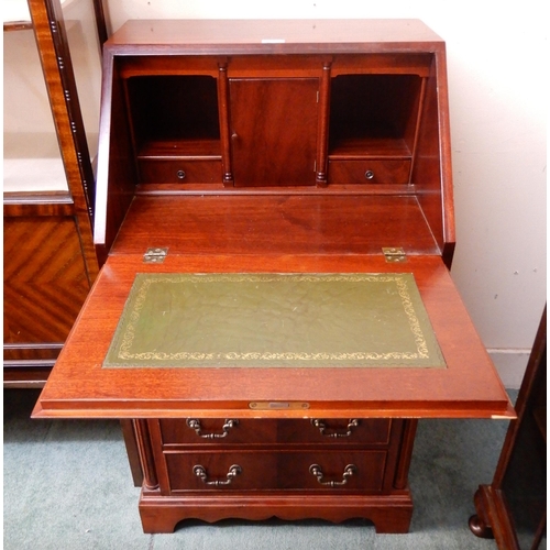 69 - A 20th century upholstered stool and a mahogany writing bureau (2)