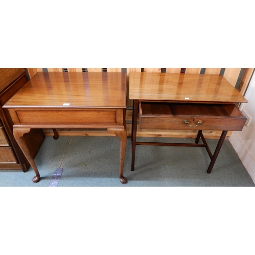 82 - A 20th century mahogany single drawer table on cabriole supports and another single drawer table (2)