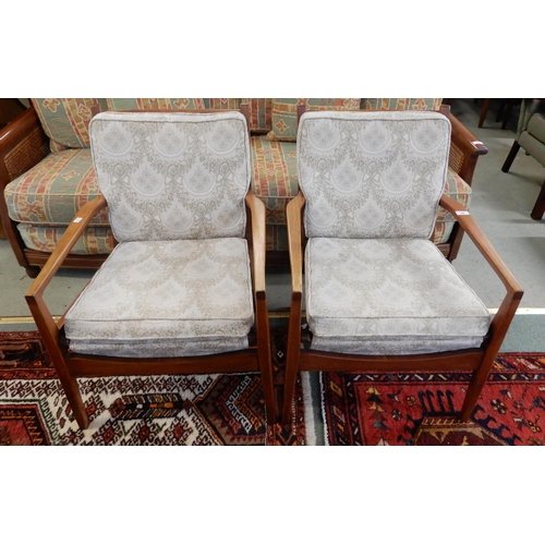 95 - A pair mid 20th century teak framed armchairs (2)