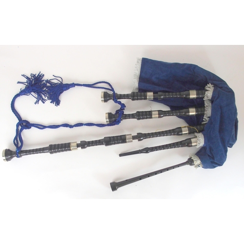 531 - A full set of Scottish Highland Bagpipes, nickel mounted, unkown maker