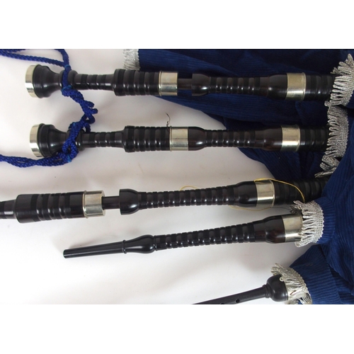 531 - A full set of Scottish Highland Bagpipes, nickel mounted, unkown maker