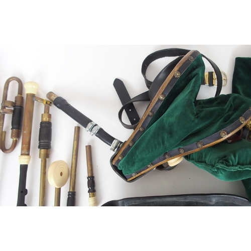 531B - Irish Uilleann bagpipes by Michael Vignoles Galway with faux ivory mounts