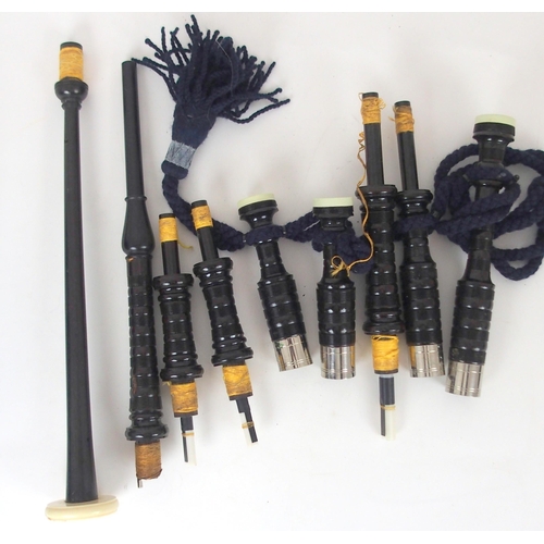 532B - BORDER SMALLPIPES, a set of parlour pipes with faux ivory caps and white metal ferrules