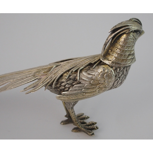 154 - A pair of Continental white metal Oriental Pheasant figures