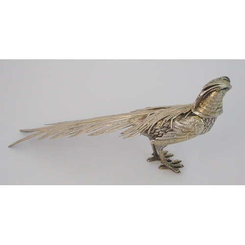 154 - A pair of Continental white metal Oriental Pheasant figures