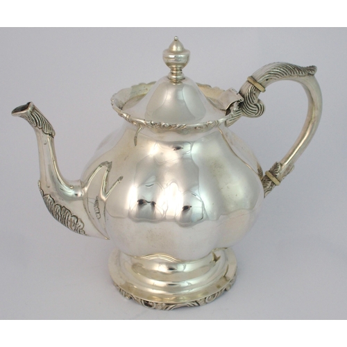 157 - A Mexican silver three piece tea service