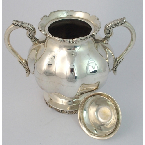 157 - A Mexican silver three piece tea service