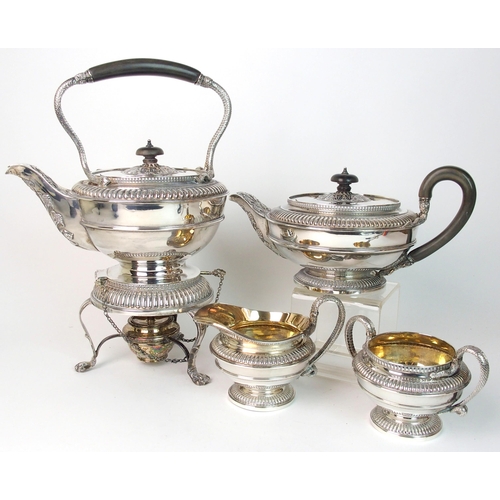 159 - A silver four piece tea service