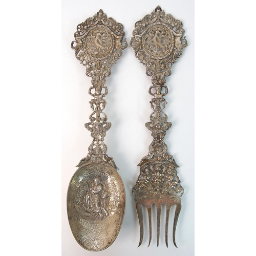 160 - A pair of Dutch silver servers