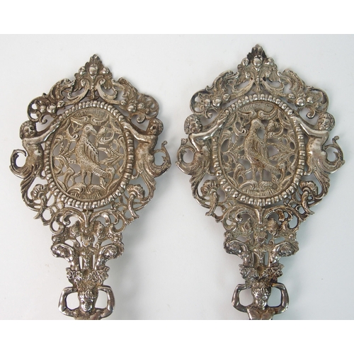 160 - A pair of Dutch silver servers