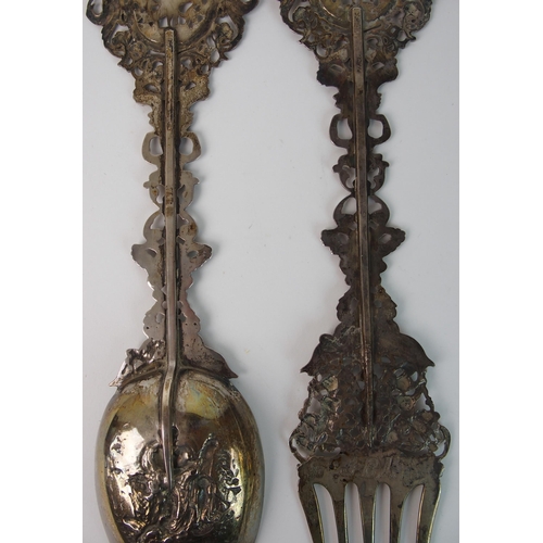 160 - A pair of Dutch silver servers