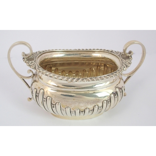 184 - A three piece silver tea service