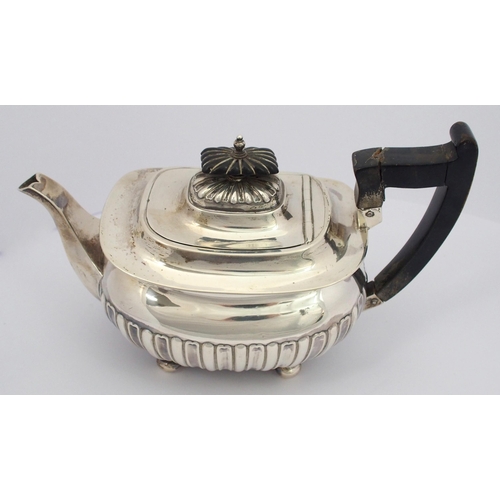 187 - A matched five piece silver tea service including spirit kettle on stand