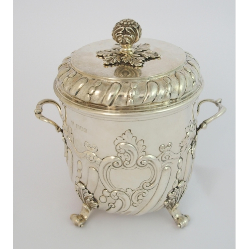 198 - A late Victorian silver two handled biscuit box and cover