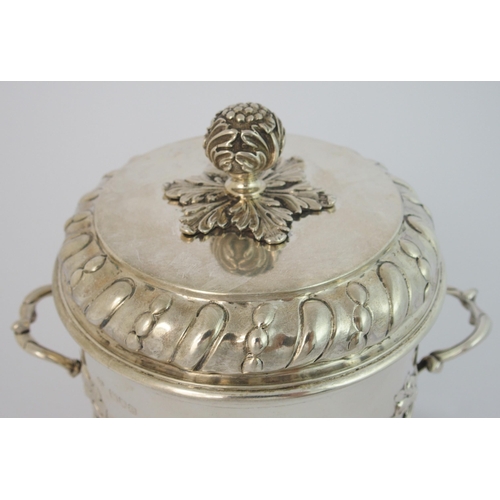 198 - A late Victorian silver two handled biscuit box and cover