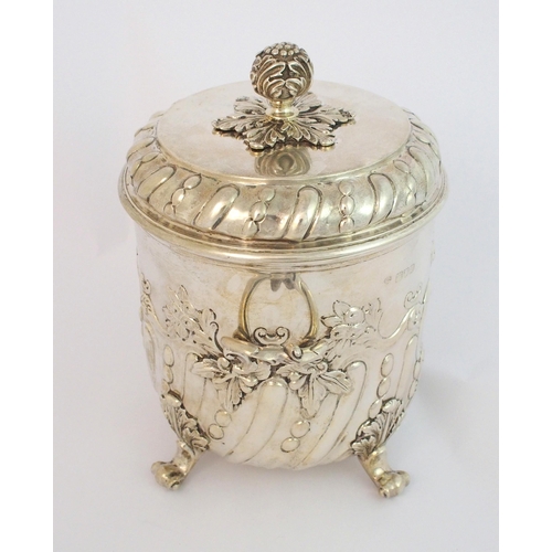 198 - A late Victorian silver two handled biscuit box and cover