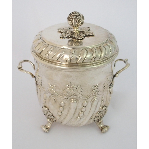 198 - A late Victorian silver two handled biscuit box and cover