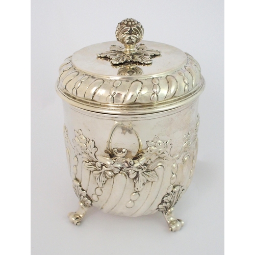 198 - A late Victorian silver two handled biscuit box and cover