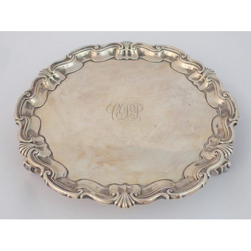 205 - A silver card tray