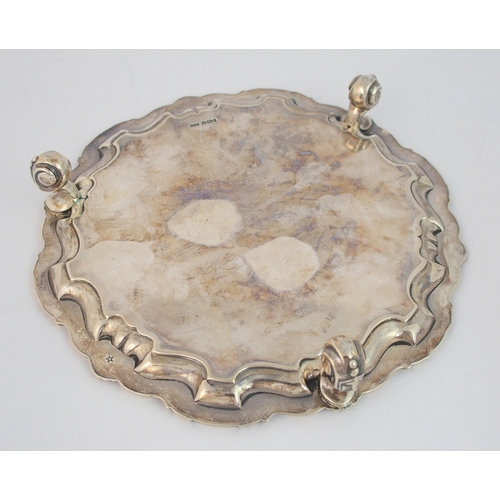 205 - A silver card tray