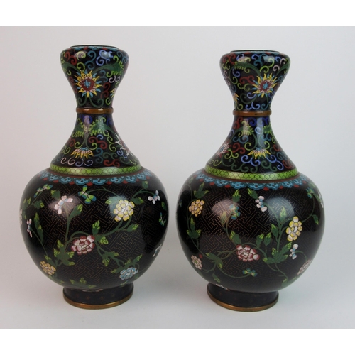 25 - A pair of Chinese cloisonne gourd shaped vases