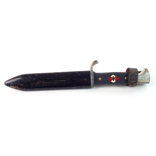 270 - A Second World War Hitler Youth dagger in black metal scabbard