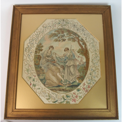 294 - A Victorian silkwork embroidered panel