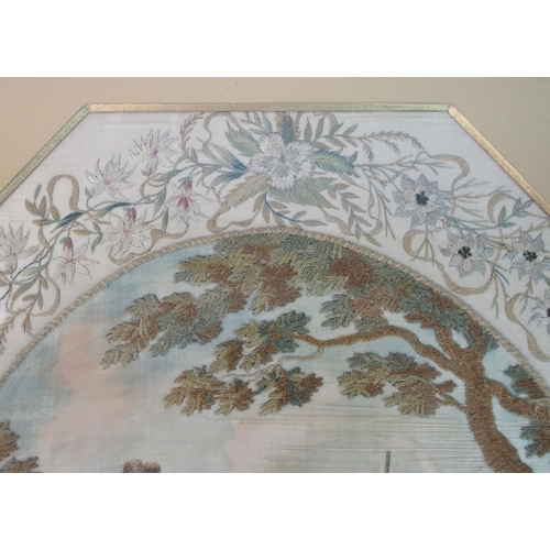 294 - A Victorian silkwork embroidered panel