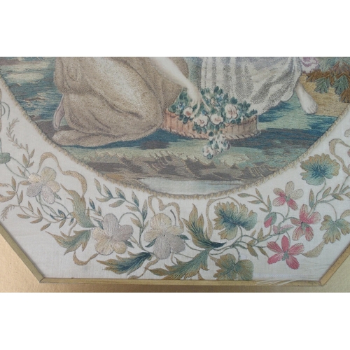 294 - A Victorian silkwork embroidered panel