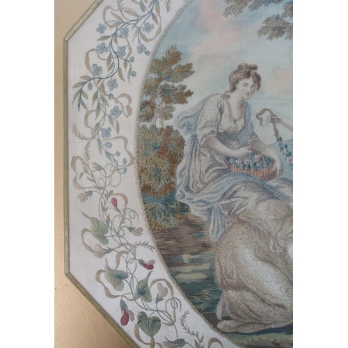 294 - A Victorian silkwork embroidered panel