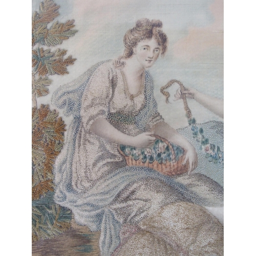 294 - A Victorian silkwork embroidered panel