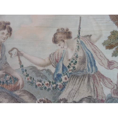 294 - A Victorian silkwork embroidered panel