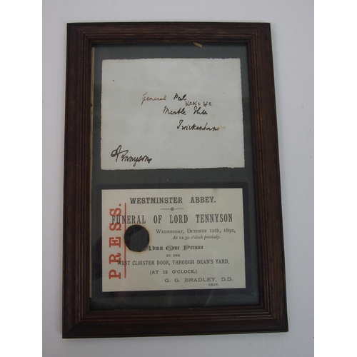 306 - Lord Tennyson: A funeral admittance card