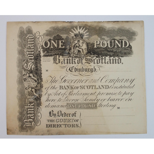 331 - Bank of Scotland proof one pound note circa 1880