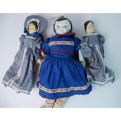 357 - Two Grodnertal wooden dolls