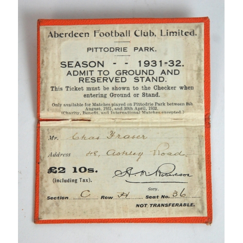 397 - An Aberdeen F.C. 1931-32 season ticket