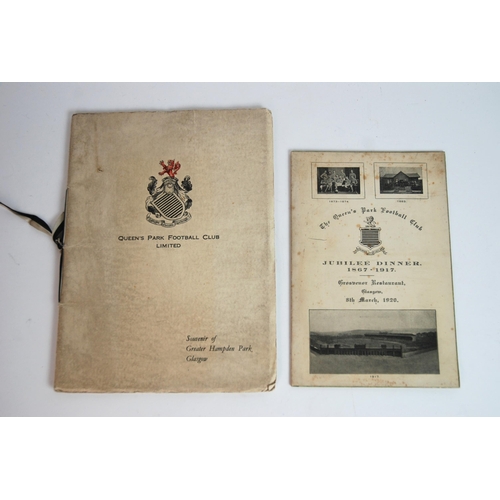 398 - Queen's Park Football Club: a Jubilee Dinner 1867-1917 Menu Card