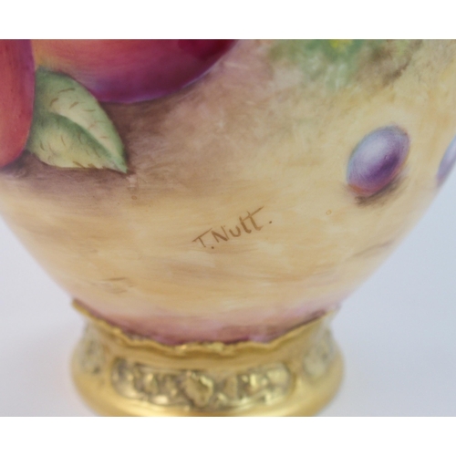 A Royal Worcester Crown top fruit painted ginger jar by T Nutt