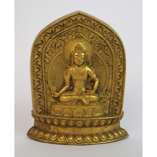 63 - A Chinese gilt bronze plaque of Buddha