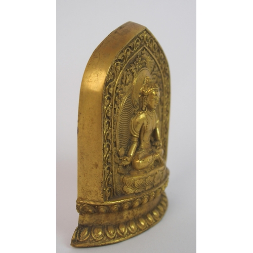 63 - A Chinese gilt bronze plaque of Buddha