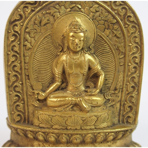 63 - A Chinese gilt bronze plaque of Buddha