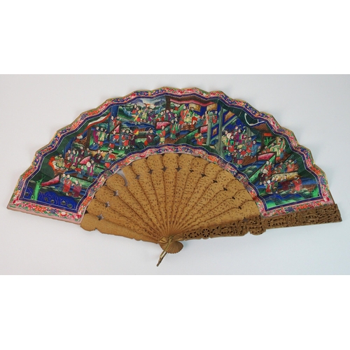 68 - A Chinese export boxwood fan