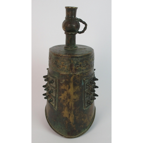 76 - A Chinese brass archaic style temple bell