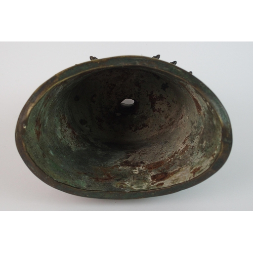 76 - A Chinese brass archaic style temple bell