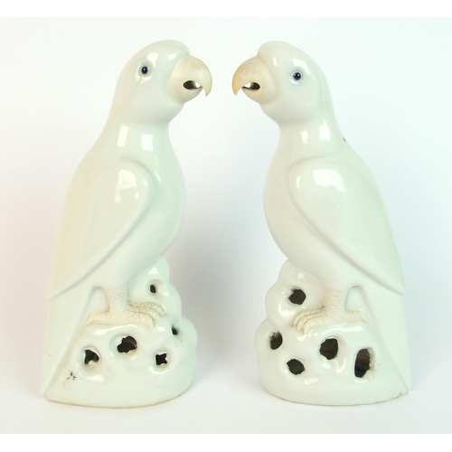 78 - A pair of Chinese white glazed models of birds