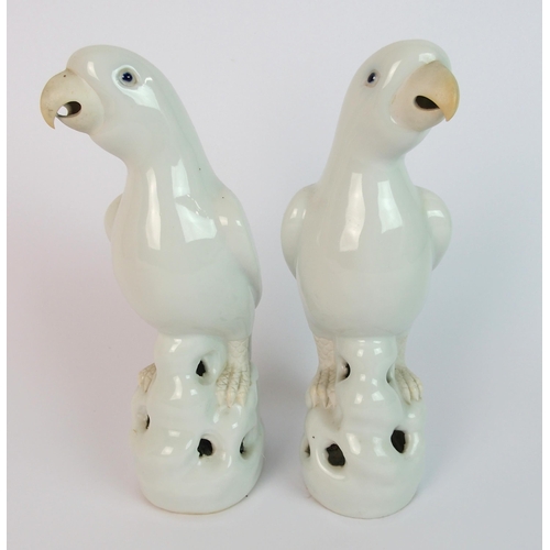 78 - A pair of Chinese white glazed models of birds