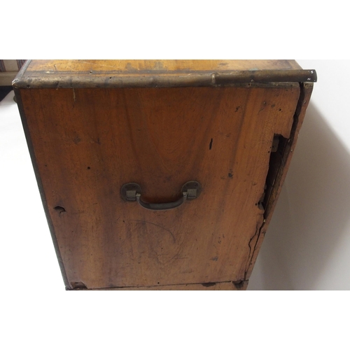 789 - A camphorwood and brass bound military campaign secretaire chest