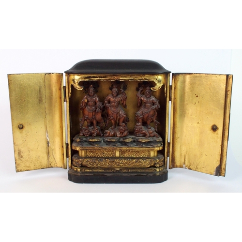 80 - A Japanese black lacquered two-door table shrine